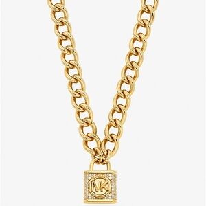 Michael Kors Gold-Tone Padlock Pendant Chain Necklace